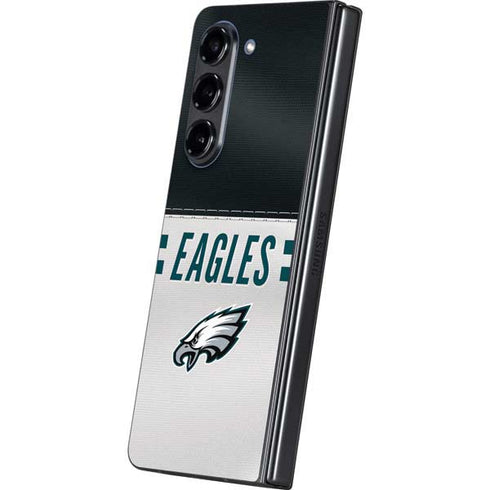 NFL Philadelphia Eagles White Striped Galaxy Z Fold5 5G Skin